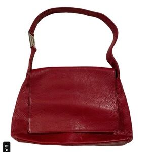 Tommy Hilfiger pebbled leather bag in red front flat with snap super classic TT